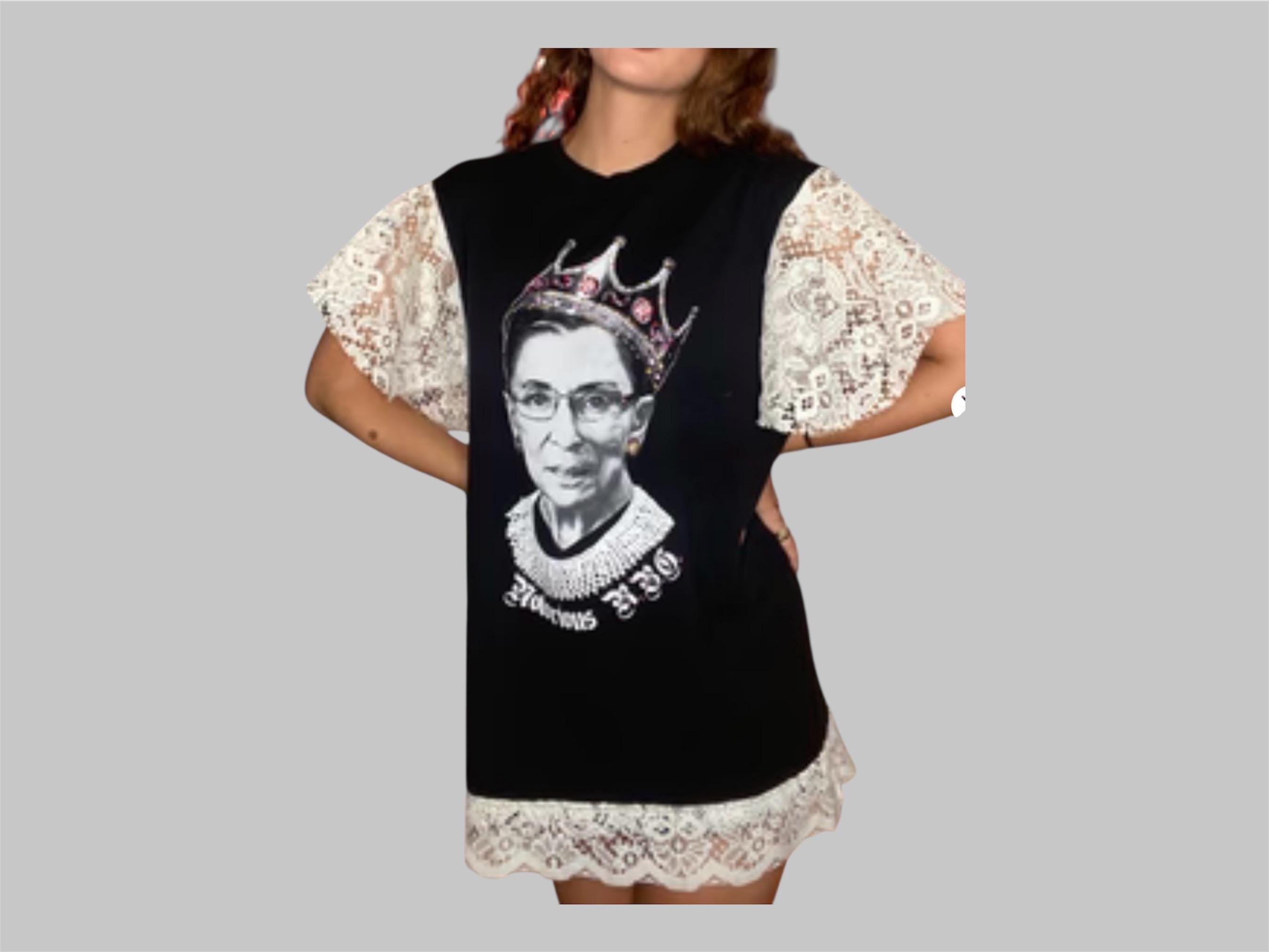 Upcycled Graphic Tee Dress with Rhinestones | One Size Fits Most | Empowering Statement Dress (size M)
