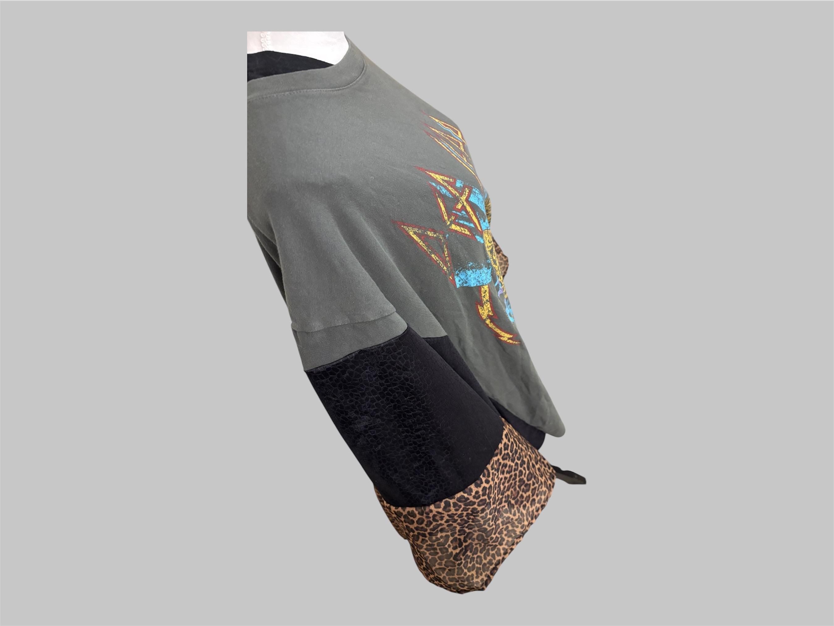 Vintage Def Leppard Upcycled Poncho, animal print accents (One Size Fits Most)