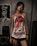 Upcycled Bowie Halter Top: Reworked Graphic Tee, Sustainable Fashion (Size M)