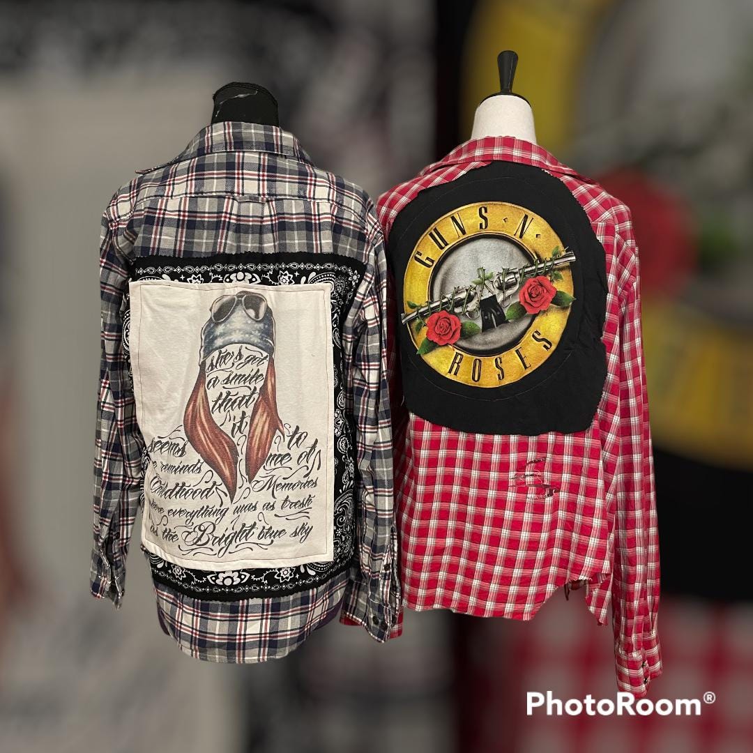 Custom Bleached + Distressed Flannels with Vintage Graphics