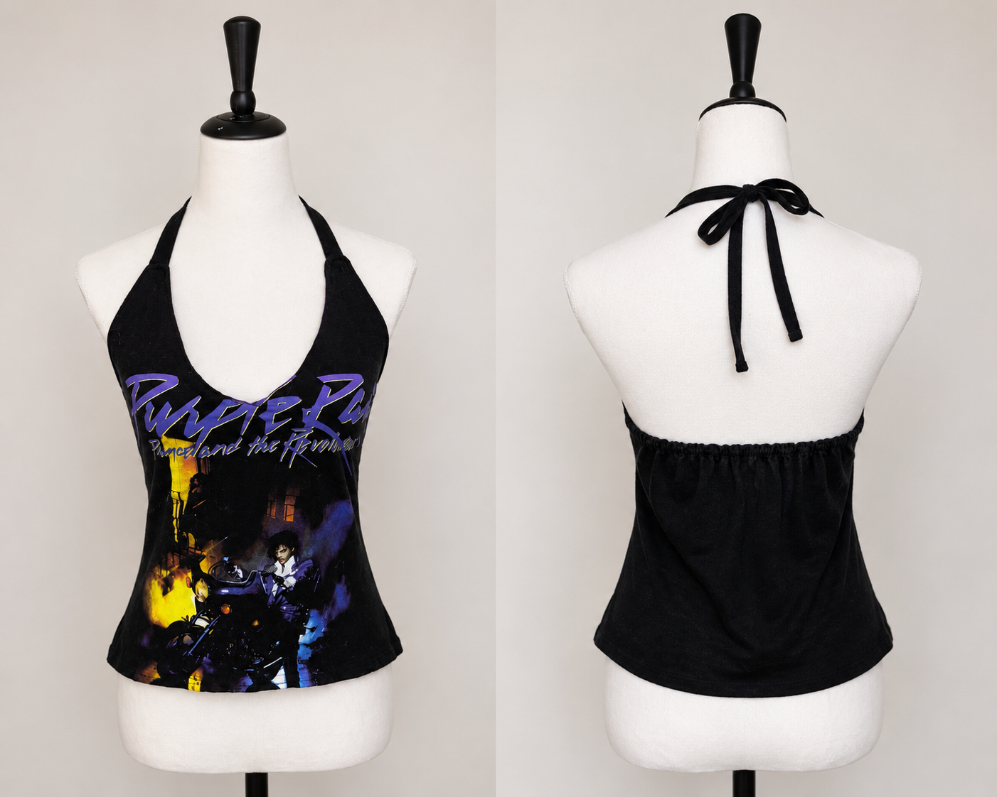 Prince Purple Rain halter top using reclaimed graphic tee is the perfect summer statement piece.