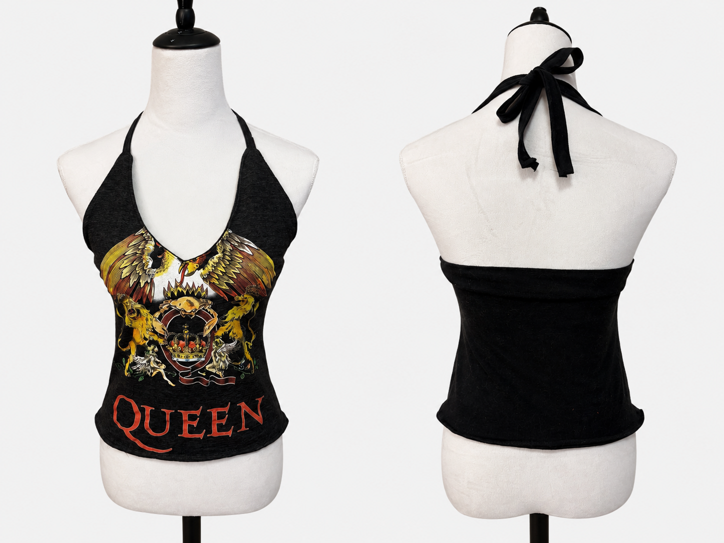 Queen Halter Top | Upcycled Graphic Tee Halter | One-of-a-Kind Rock Band Top