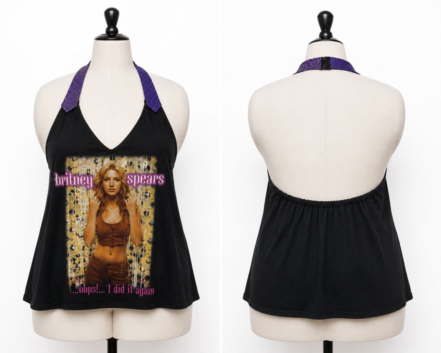 Britney Spears Oops..I did it again halter top with necktie straps.