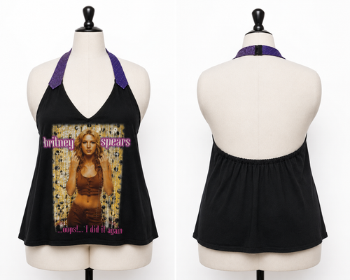 Britney Spears Oops..I did it again halter top with necktie straps.