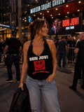 Bon Jovi halter made from repurposed graphic tee and reclaimed fabric and neckties.