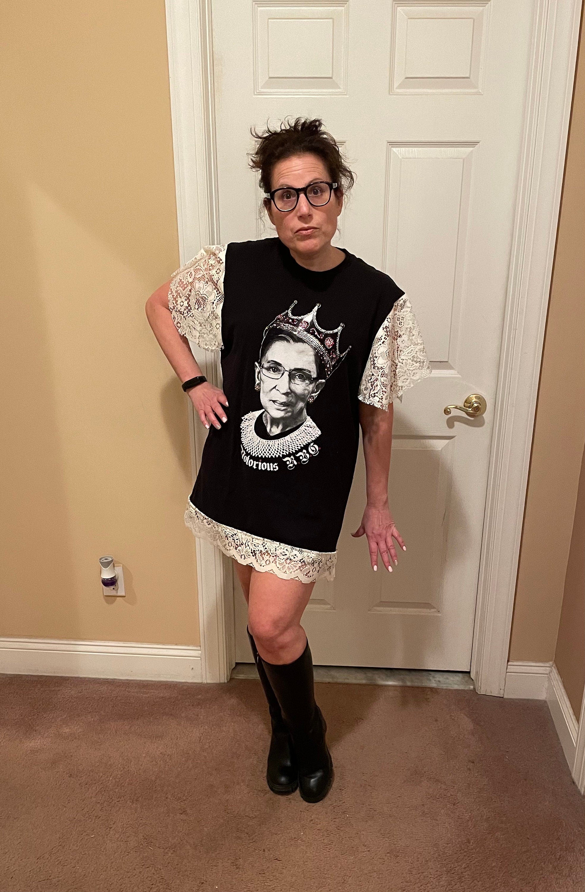 Upcycled Graphic Tee Dress with Rhinestones | One Size Fits Most | Empowering Statement Dress (size M)