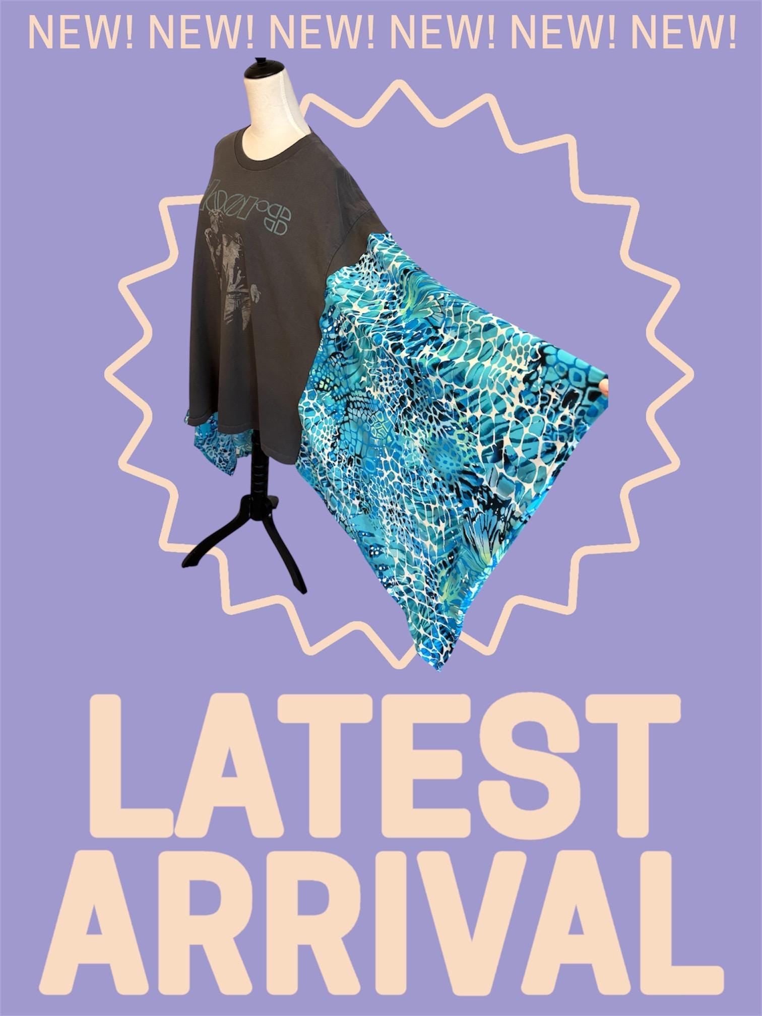 Upcycled Doors Graphic Tee Poncho Dress, Vintage Jersey Fabric