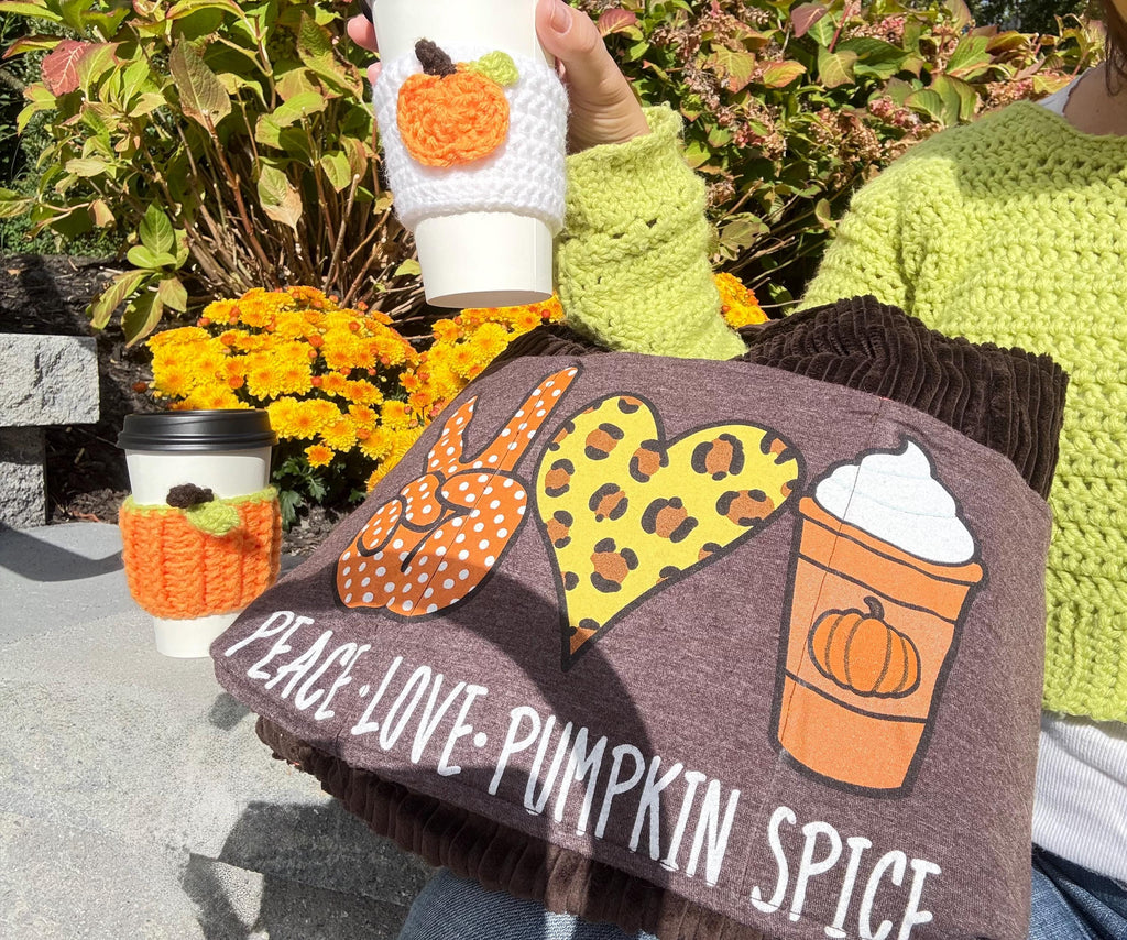 Corduroy Bag with Peace Love Pumpkin Spice graphic is great for coffee runs, market hopping and daytrips.