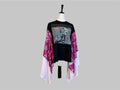 Upcycled MTV Tee Poncho – Reclaimed Floral Statement Layer