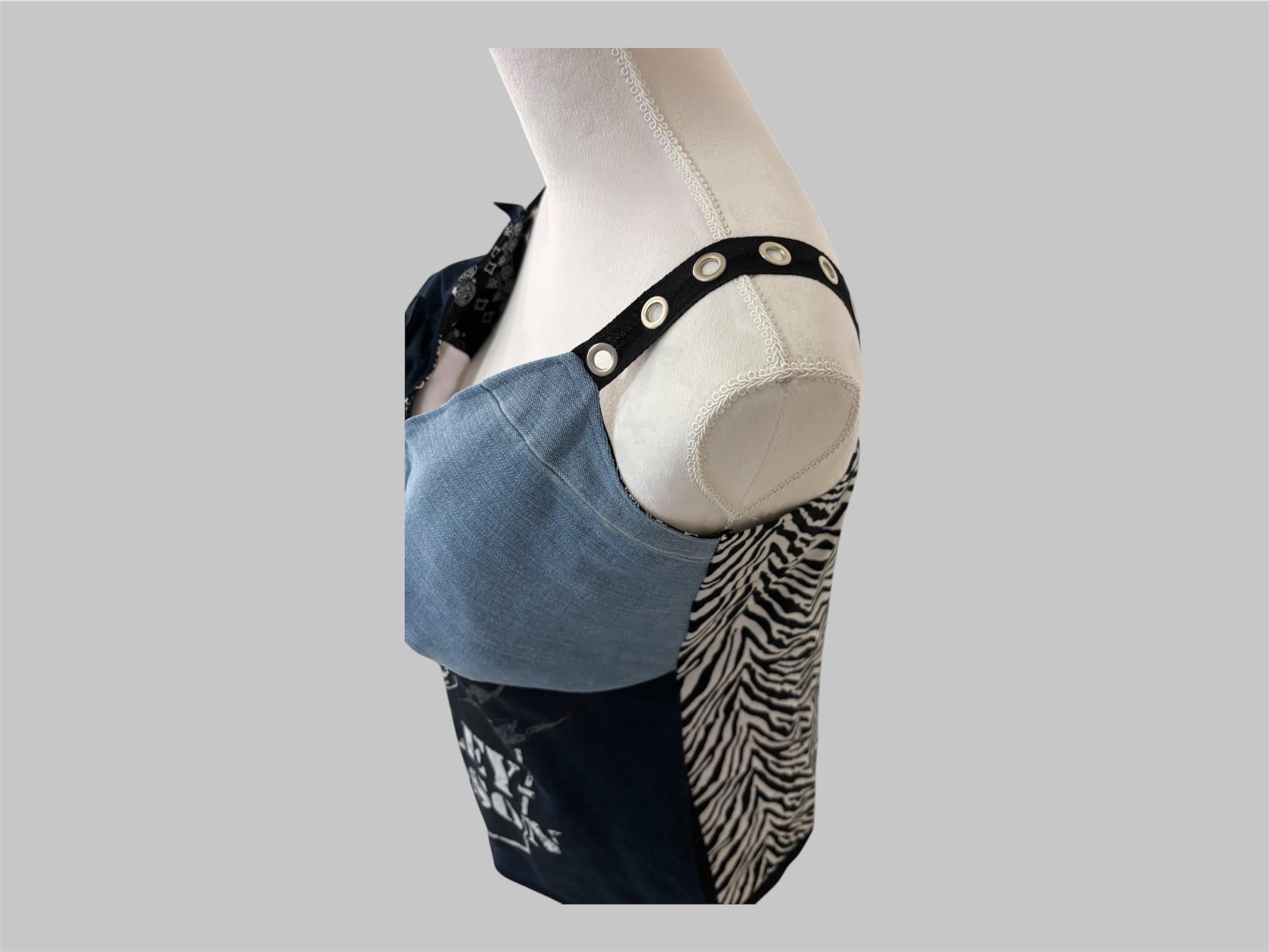 Upcycled Harley Davidson Tank Top | Reworked Graphic Tee Cami | One of One Handmade Top | Grommet Strap Patchwork Shirt