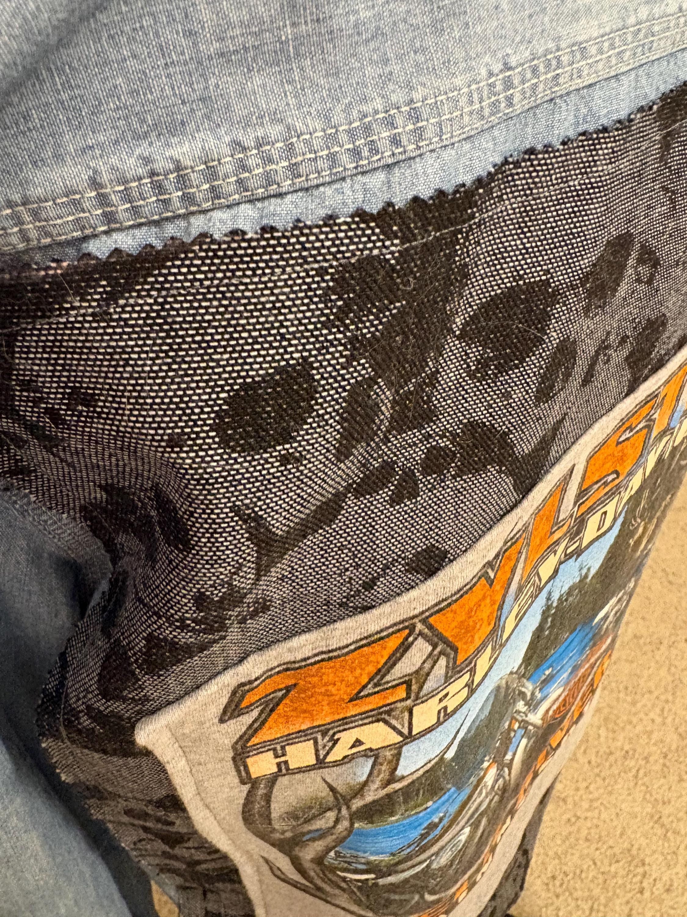 Upcycled Harley Davidson Flannel І  Reworked Graphic Tee І One of a kind Flannel Grunge Shirt