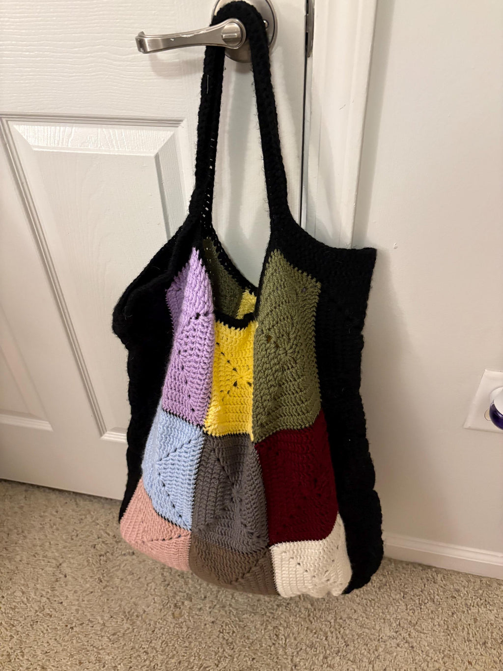 Oversized Hand-crocheted Granny Square Bag 18 x18x6