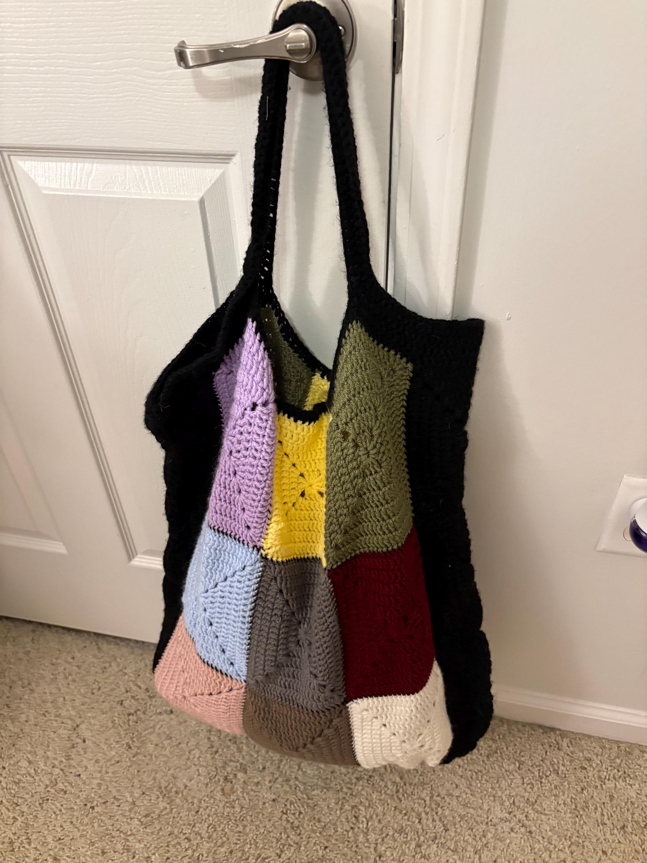 Oversized Hand-crocheted Granny Square Bag 18 x18x6