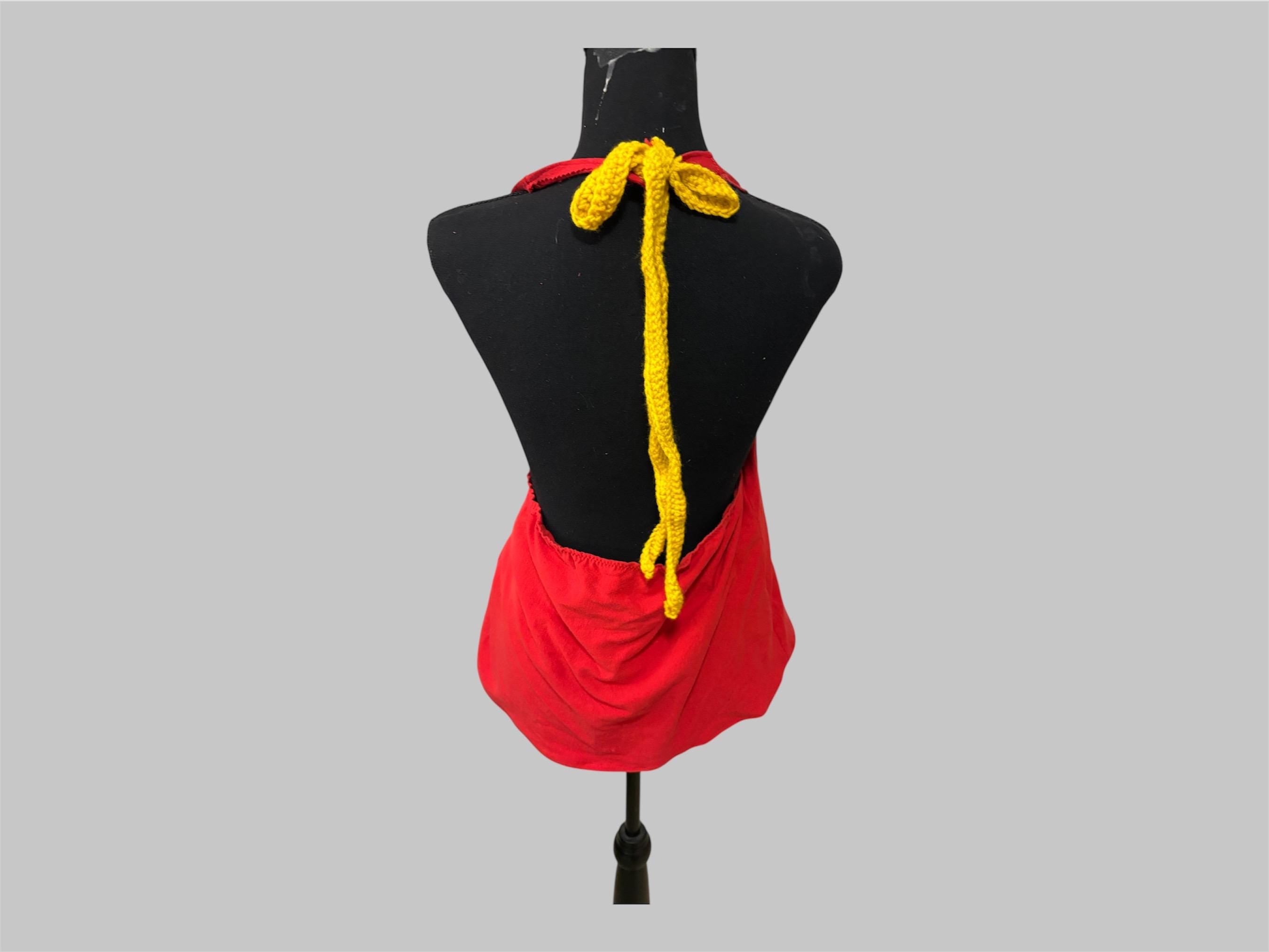 Gameday just got cuter with College Upcycled, Crochet, Customize, Sustainable Fashion, Reworked, repurposed halter  (Size: Medium)