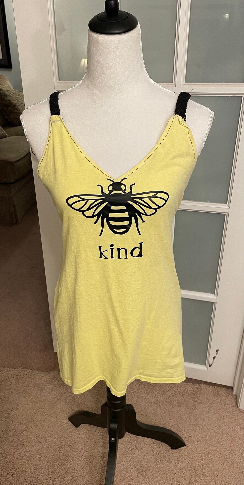 Upcycled Tank Top: Crocheted Straps, Sustainable Fashion (Size XS)