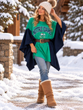 Notre Dame tee and flannel poncho is perfect layering piece.
