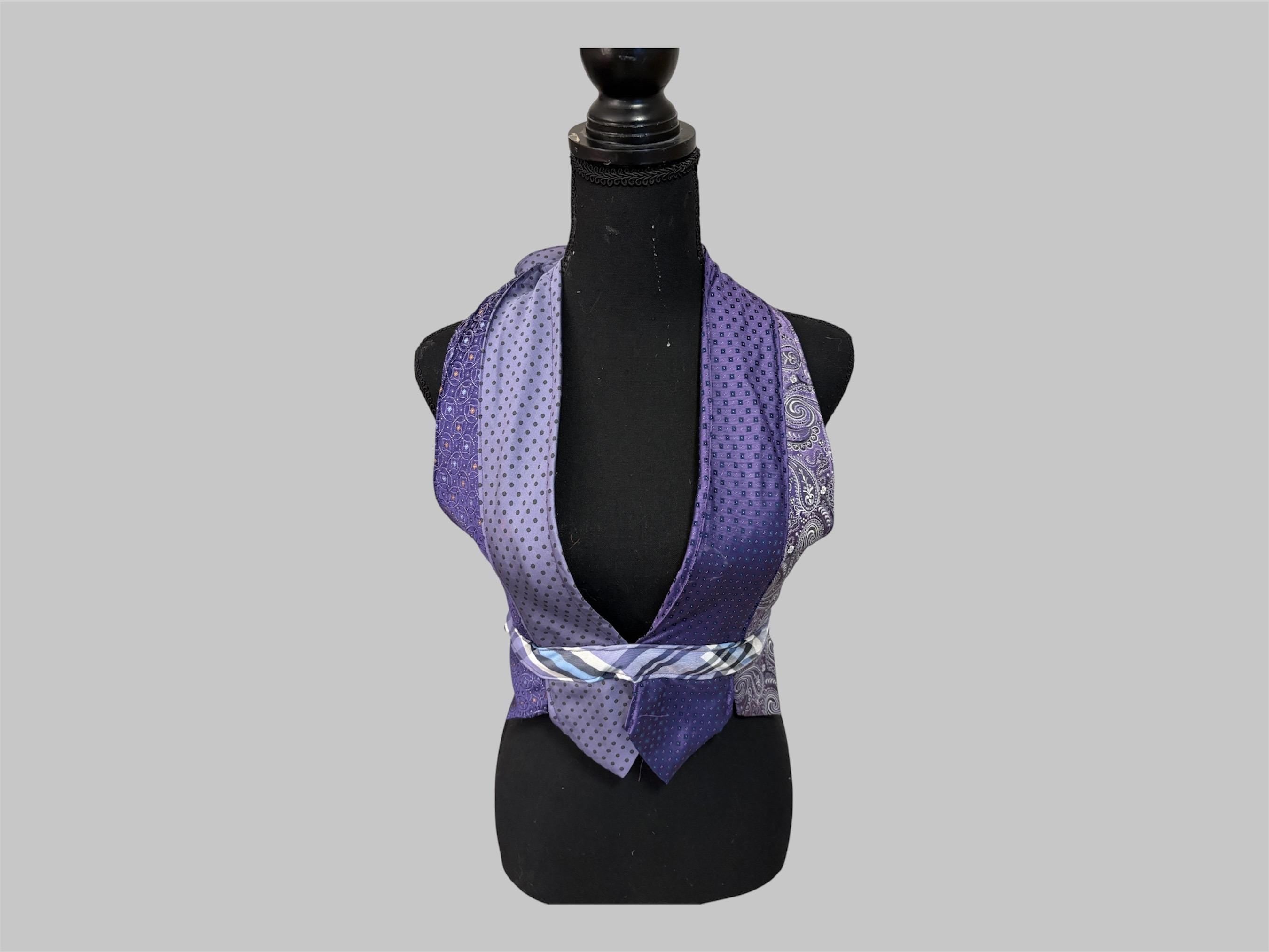 Halter top from reworked upcycled ties (XS/S)