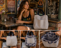Reversible Grateful Dead Tote Bag | Blue Stripe & Grateful Dead Print | Upcycled Denim Handle Market Tote