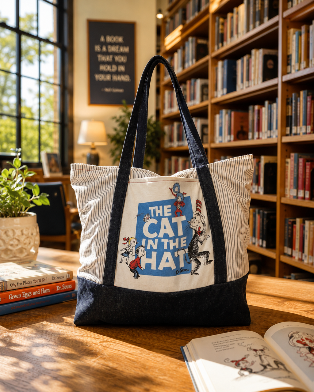 Cat In The Hat Book Tote Bag Eight Pockets For Your Wockets One Of A Kind