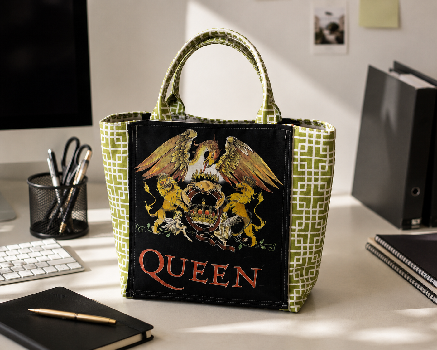 Queen Album Art Upcycled Tote Bag: Reworked Sustainable Fashion