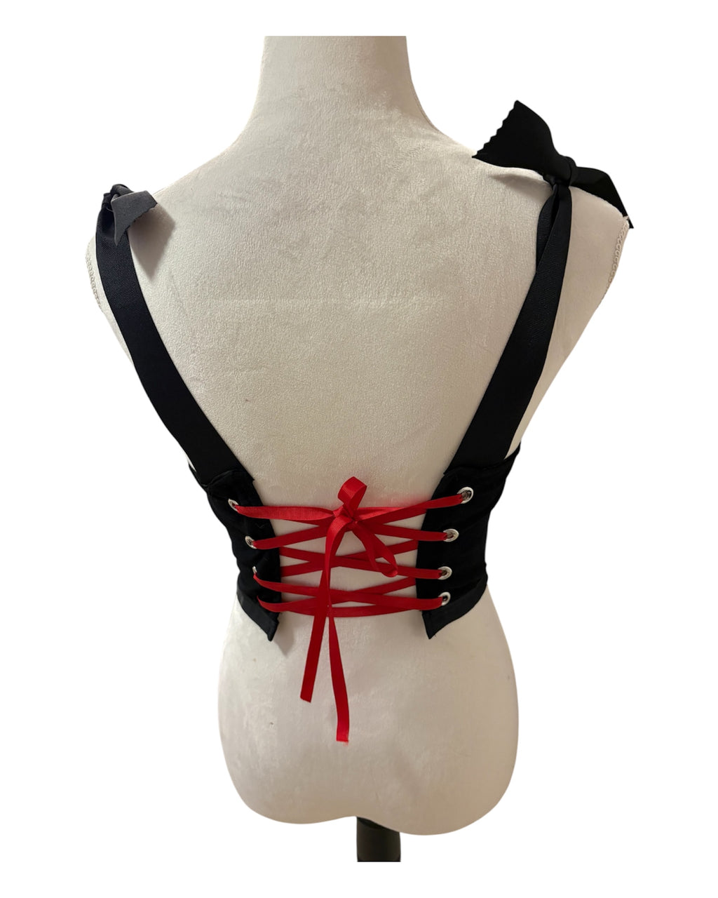 Upcycled CBGB Corset Tank Top | Adjustable Lace Back Rocker Crop Top