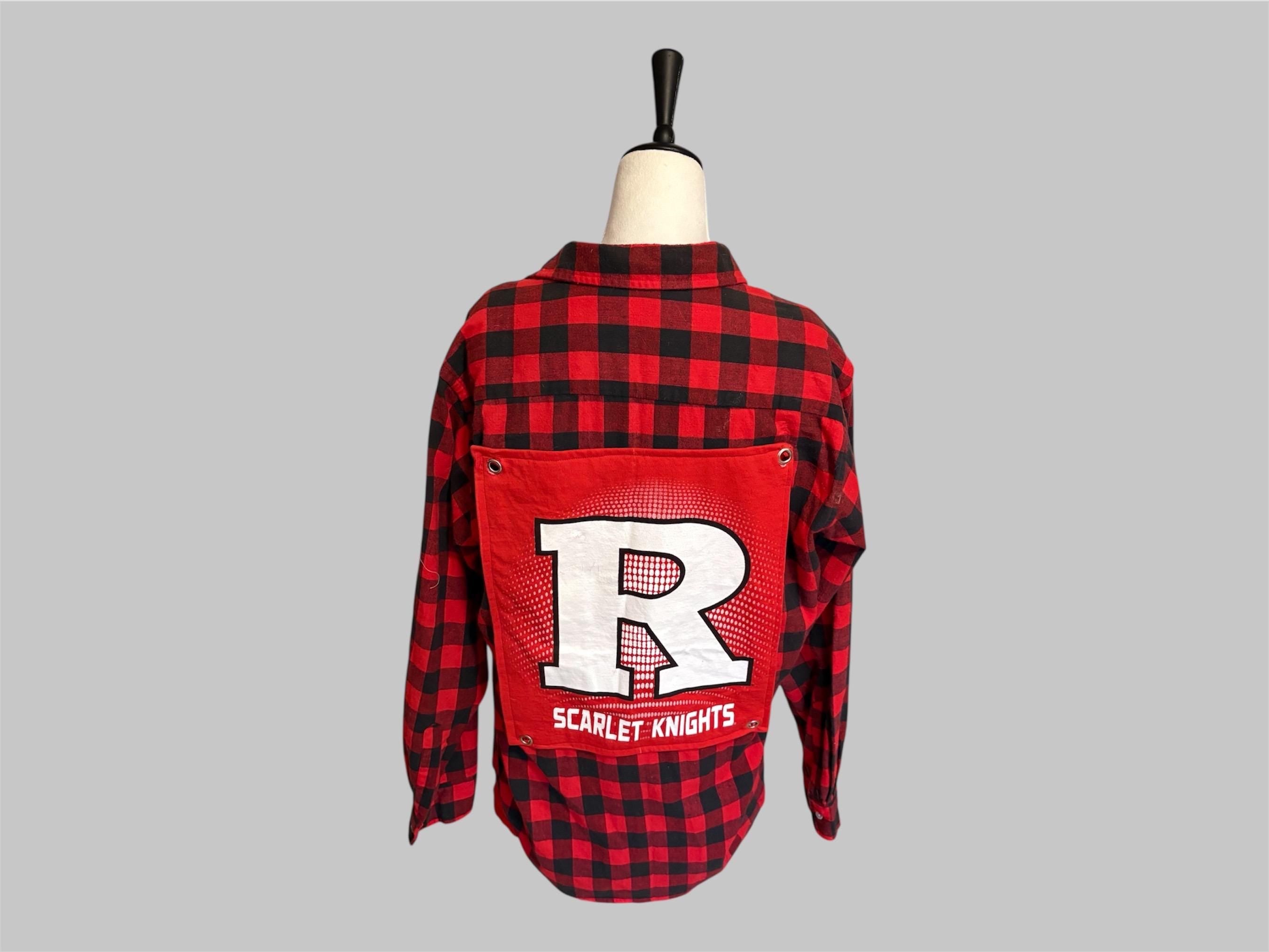 Flannel Upcycled college shirt, Customize, Sustainable Fashion, Vintage, Reworked repurposed. Oversize Flannel (Size: L)