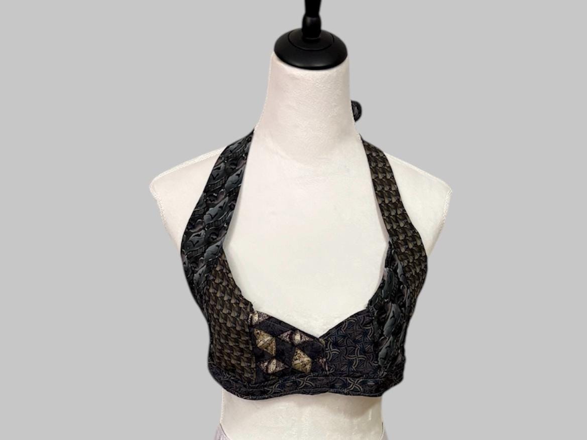 Reworked Jerry Garcia Necktie Halter – Handmade Deadhead Festival Top (Size Small)