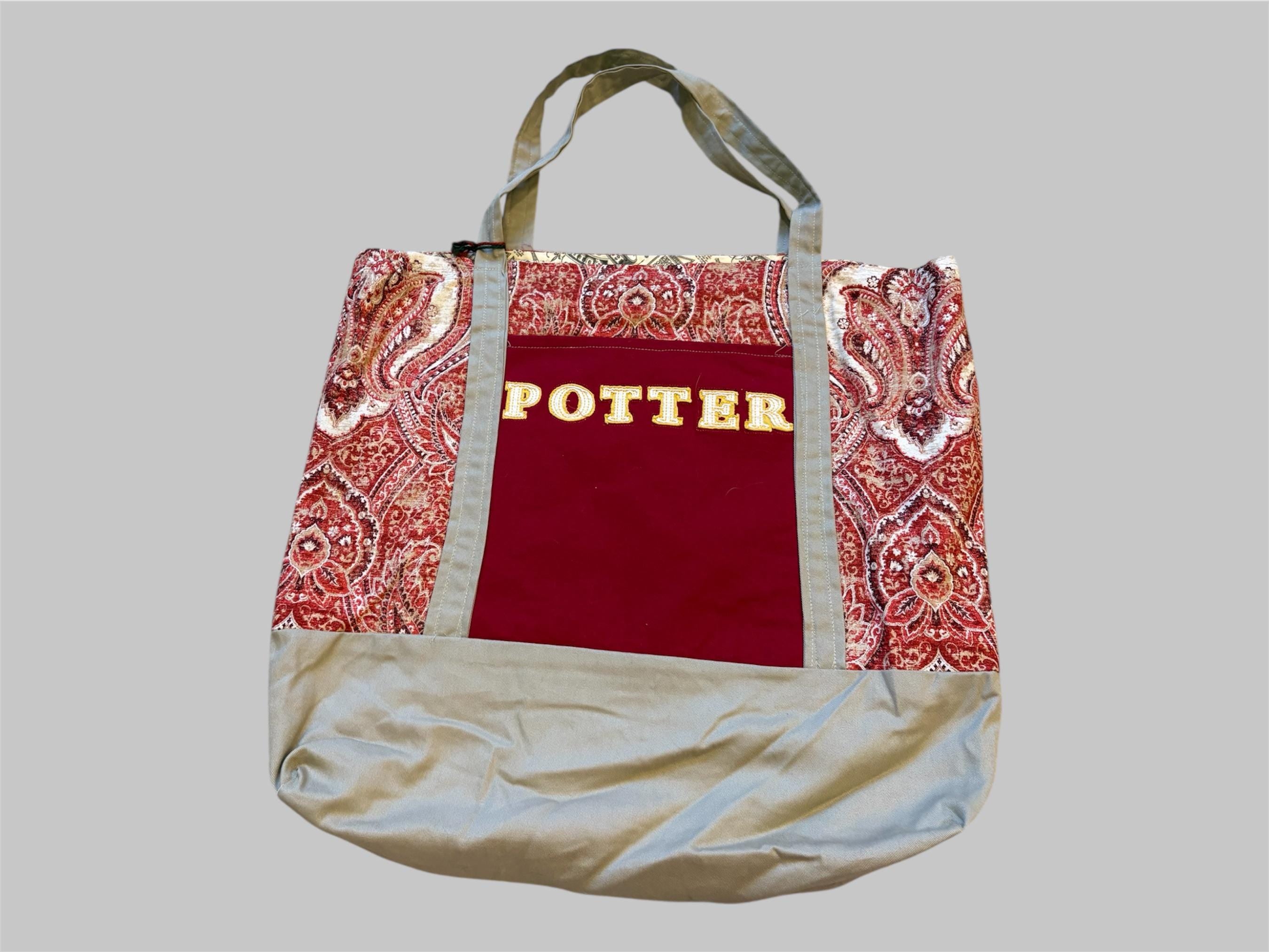 One of a Kind Gryffindor Tote Bag | Upcycled Graphic Tee Beach Bag | Weekender Carryall | Sustainable Fandom Fashion