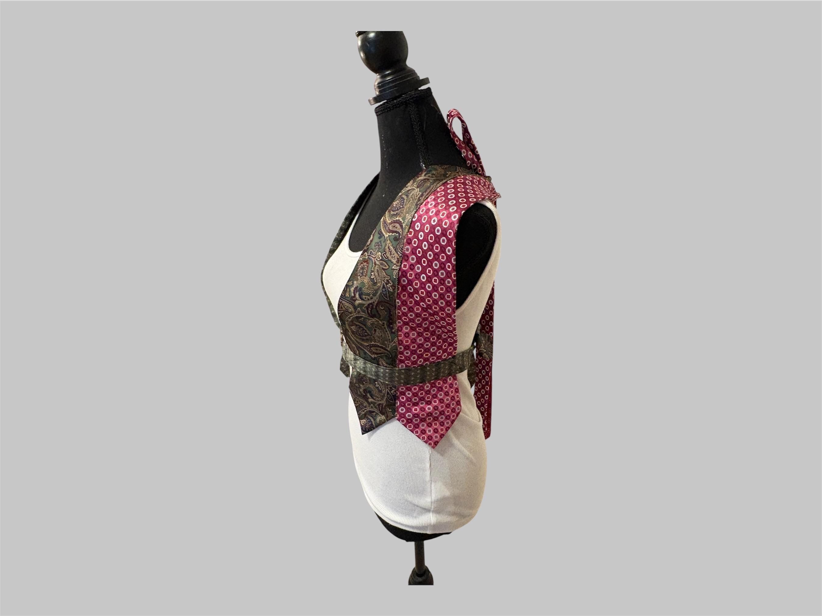 Halter top from reworked upcycled ties (XS/S)