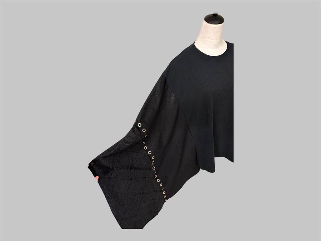 Upcycled Harley Davidson Top Women І  Reworked Graphic Tee with Grommet Sleeves І One of a kind Asymmetrical Boho Grunge Shirt