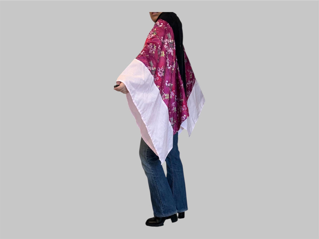 Upcycled MTV Tee Poncho – Reclaimed Floral Statement Layer