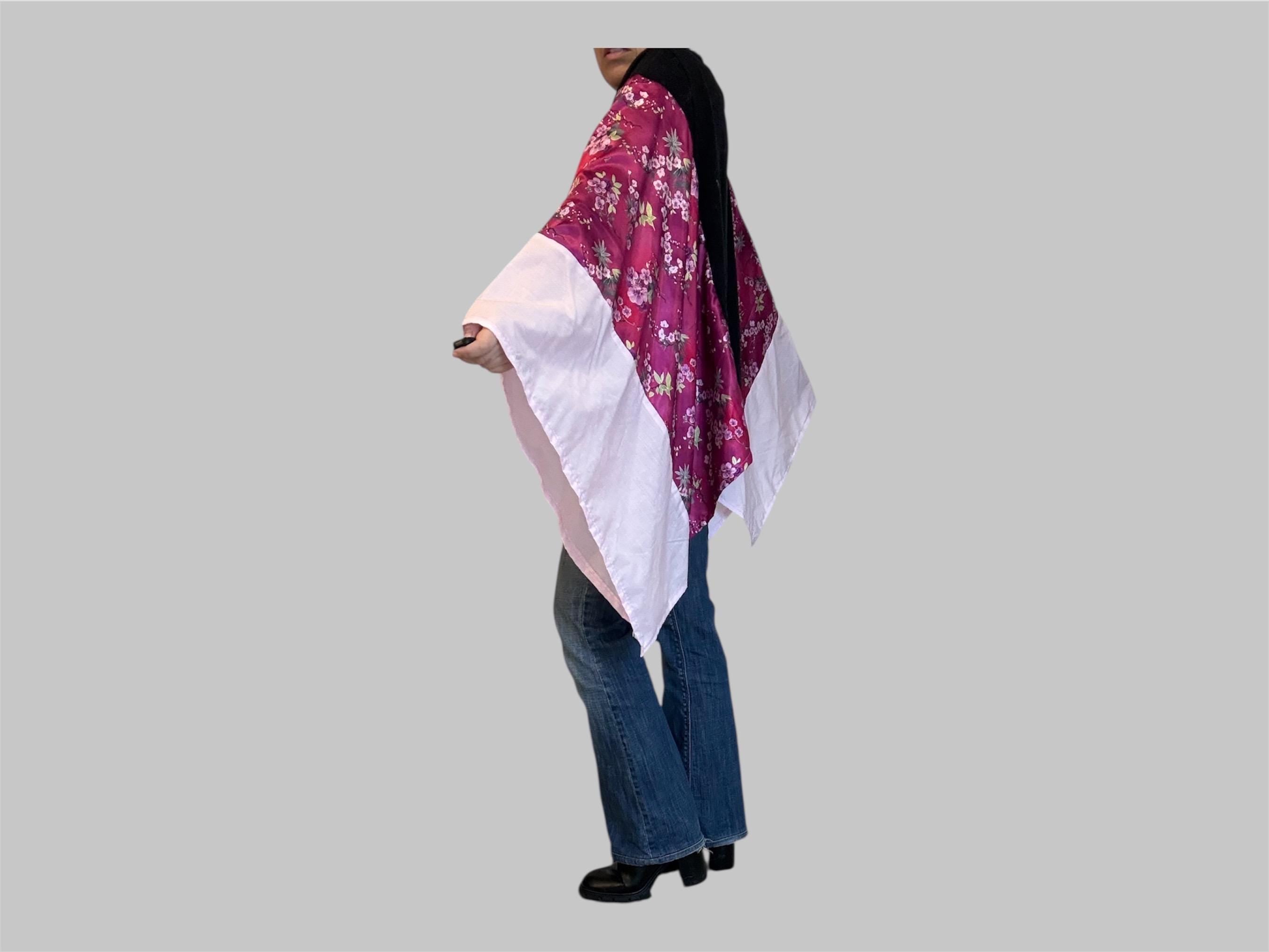 Upcycled MTV Tee Poncho – Reclaimed Floral Statement Layer