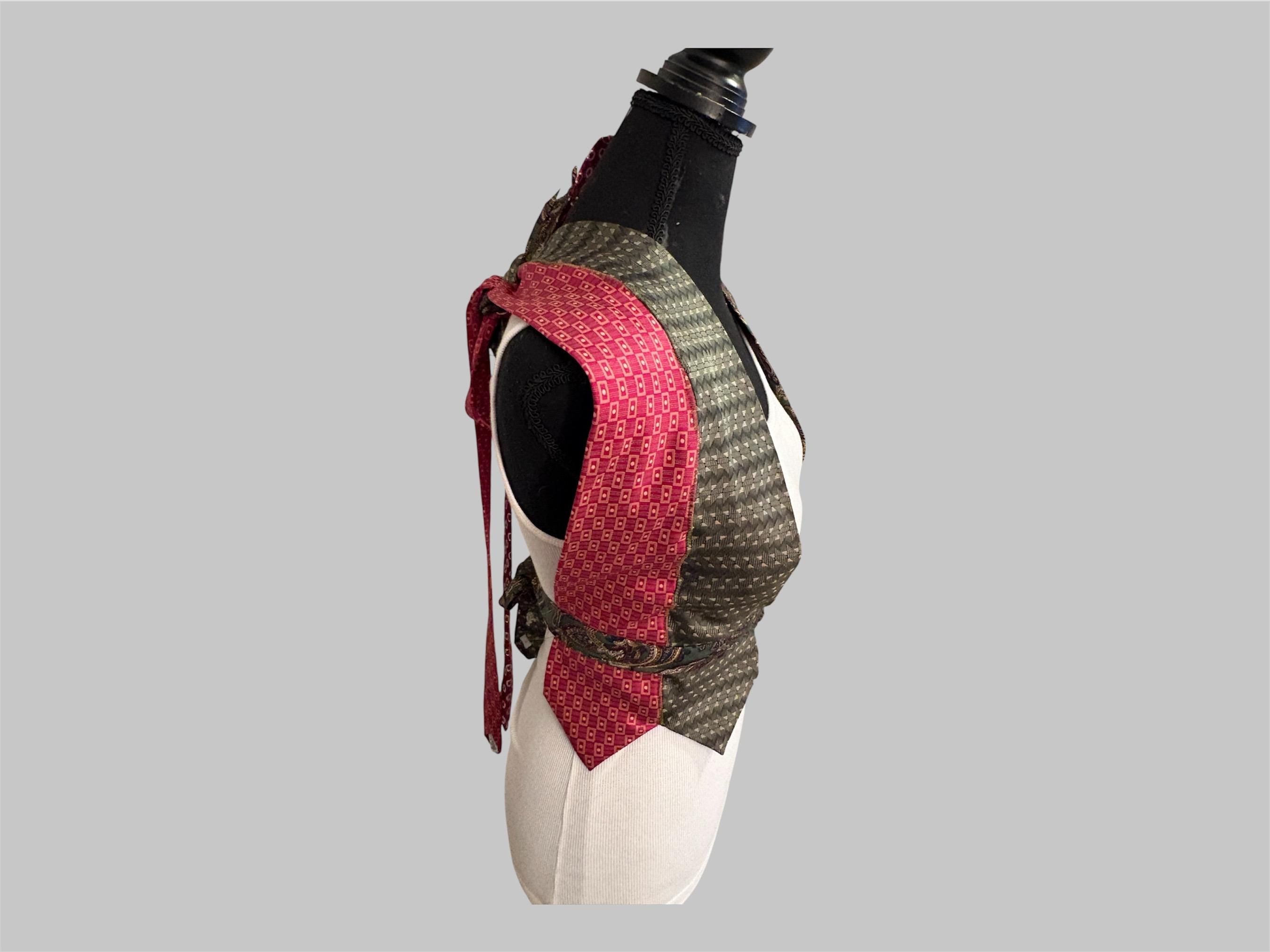 Halter top from reworked upcycled ties (XS/S)