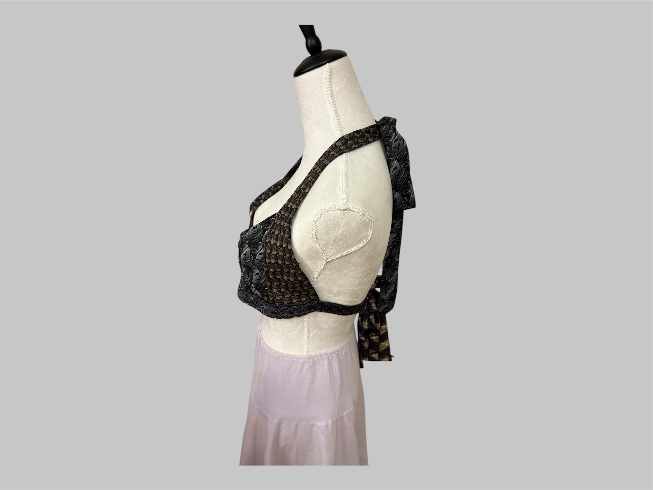 Reworked Jerry Garcia Necktie Halter – Handmade Deadhead Festival Top (Size Small)