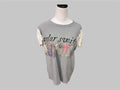 Reworked Graphic Tee with Hand-Crocheted Sleeves (Size: L)