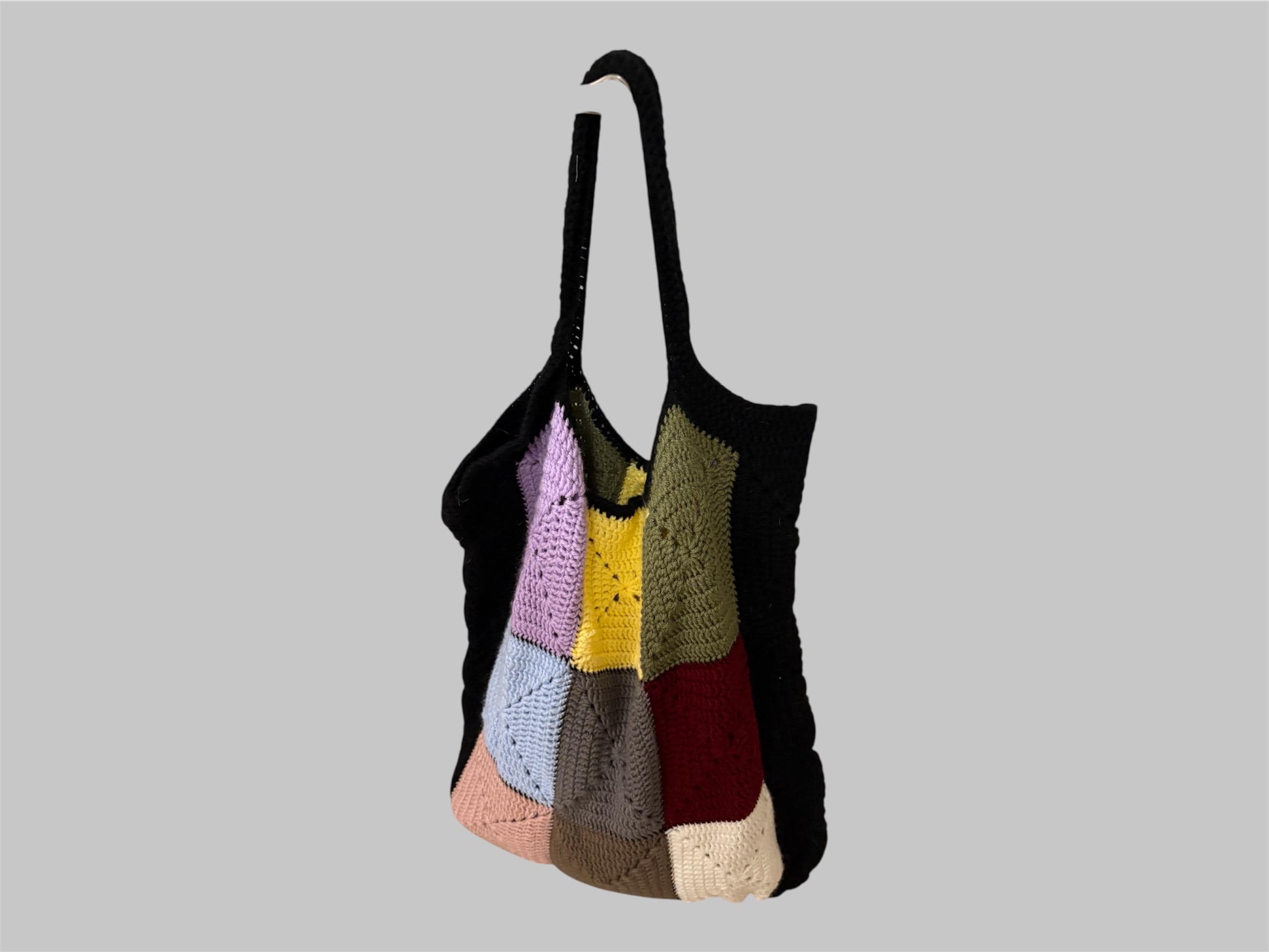 Oversized Hand-crocheted Granny Square Bag 18 x18x6