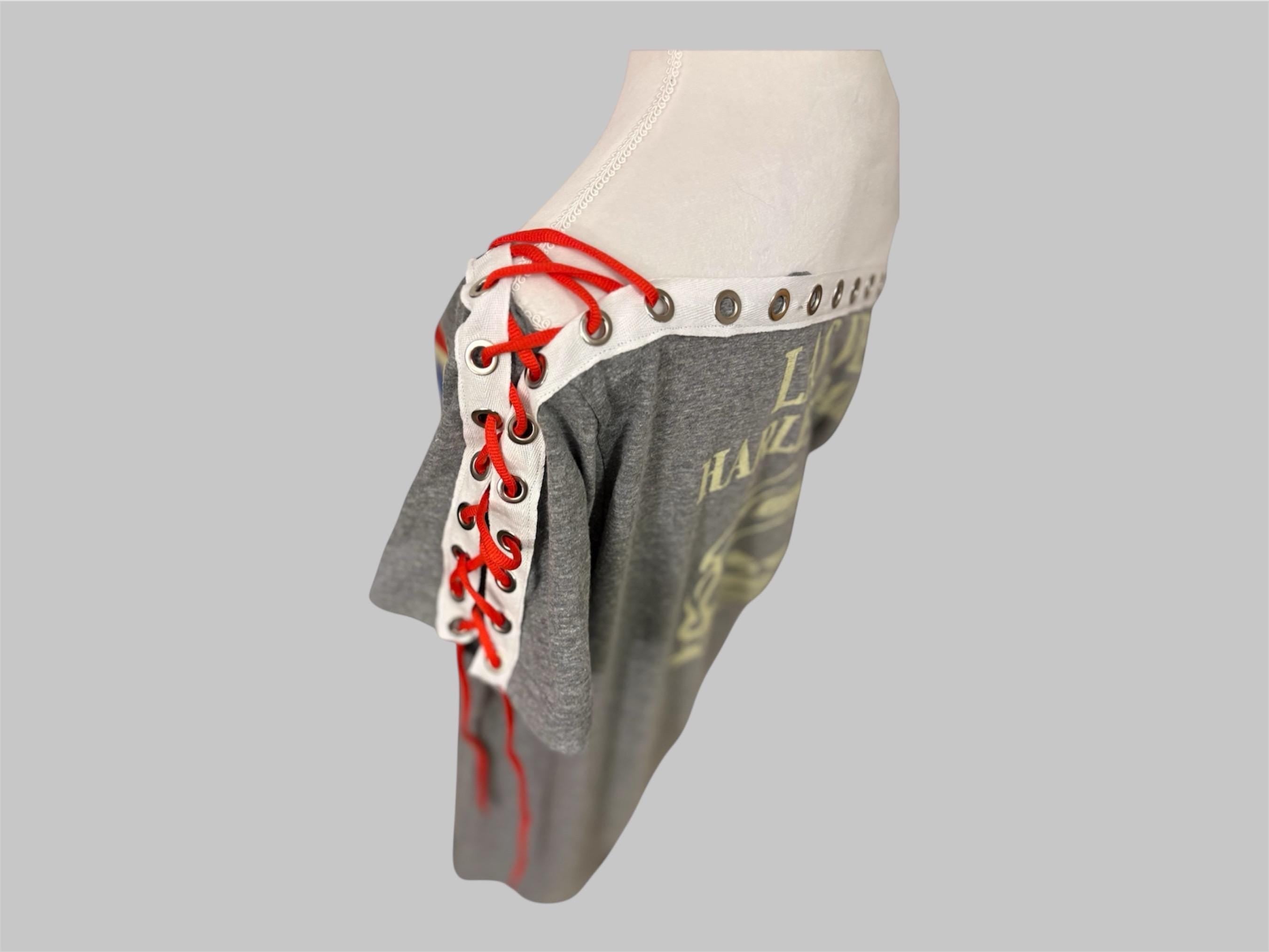 Upcycled Harley Davidson Top Women І  Reworked Graphic Tee with Grommet Sleeves І One of a kind Asymmetrical Boho Grunge Shirt