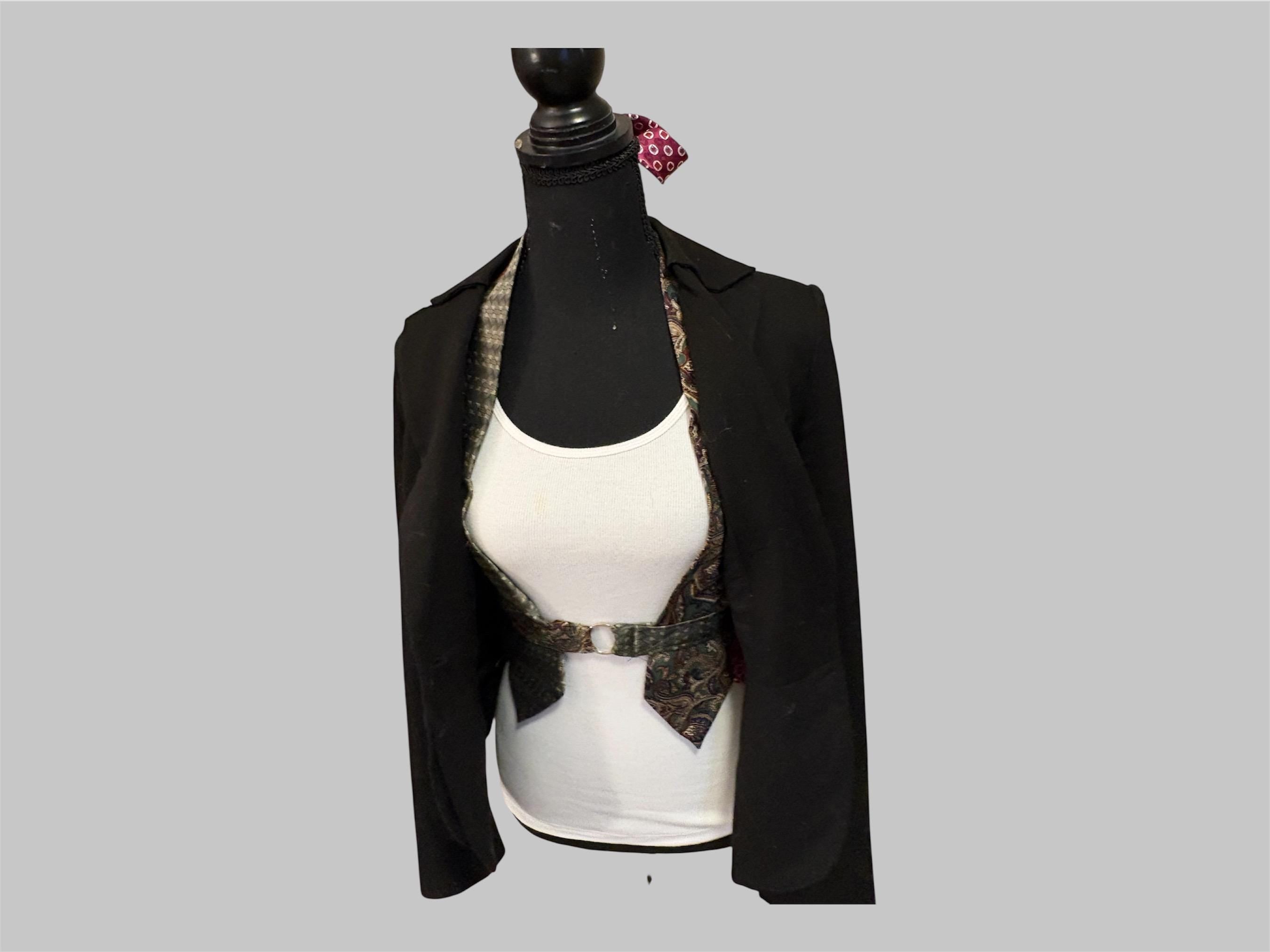 Halter top from reworked upcycled ties (XS/S)